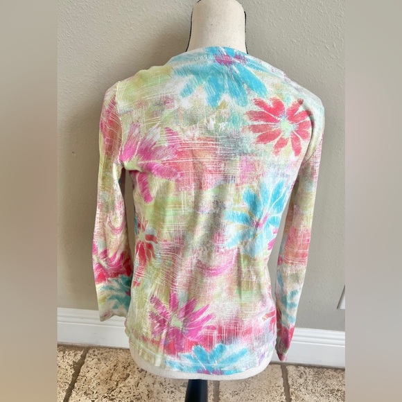 Fresh Produce Long Sleeve Shirt Size XS Pearl Snap Pastel Colorful Floral Print - Picture 5 of 7